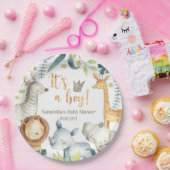 ワイルドキリン・ゼブラゾウの赤ちゃんシャワー ペーパープレート (パーティー)