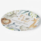 ワイルドキリン・ゼブラゾウの赤ちゃんシャワー ペーパープレート (アングル)