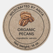 ワイルドクラッオーガニックトペカンクラフト紙スタイル ラウンドシール (正面)