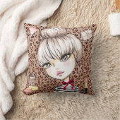 ワイルドグラムボスガールズヒョウグリッター装飾用クッション クッション (ブランケット)