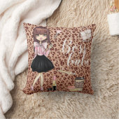 ワイルドグラムボスガールズヒョウグリッター装飾用クッション クッション (ブランケット)