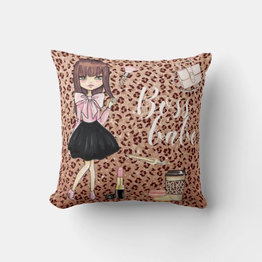 ワイルドグラムボスガールズヒョウグリッター装飾用クッション クッション (正面)