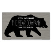 ワイルドグリズリーベアーシルエットワイルドライフキャンプグラウンド マグネット名刺 (正面)