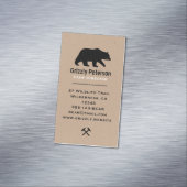 ワイルドグリズリーベアーシルエット |野生生物自然 マグネット名刺 (インサイチュ)