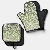 ワイルドグリーンゼブラ印グラデーション刷 鍋つかみ&鍋敷きセット (正面/裏面)