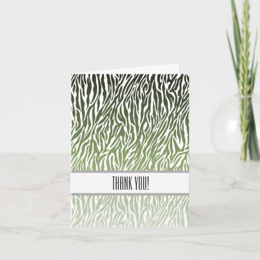 ワイルドグリーンゼブラ印刷ありがとう サンキューカード (正面)