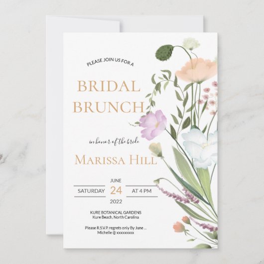 ワイルドグリーンブライダルシャワーブランチ招待状 招待状 (正面)