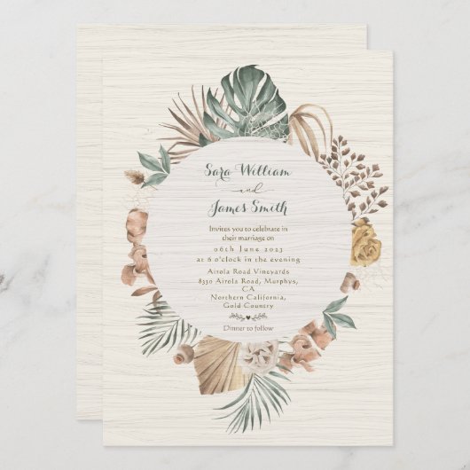 ワイルドグリーン結婚式招待状 シーズンカード (正面/裏面)
