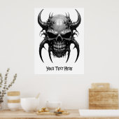 ワイルドコアカスタムスピキースカルグレイ ポスター (キッチン)