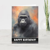 ワイルドゴリラポートレートハッピーバースデー カード (正面)