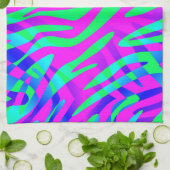 ワイルドサイドで、抽象芸術カラフルゼブラ印刷 キッチンタオル (折り畳み)