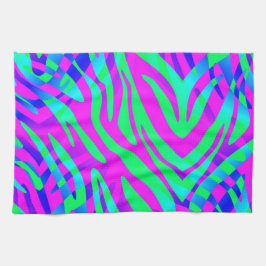 ワイルドサイドで、抽象芸術カラフルゼブラ印刷 キッチンタオル