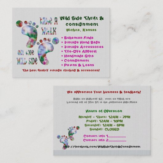 ワイルドサイドTHRIFTの委託で散歩 名刺 (正面/裏面)