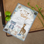 ワイルドサファリおもしろいアニマルズボーイベビーシャワー 招待状