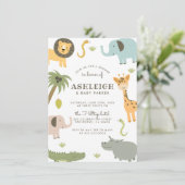ワイルドサファリかわいい赤ちゃんシャワー 招待状 (スタンド正面)