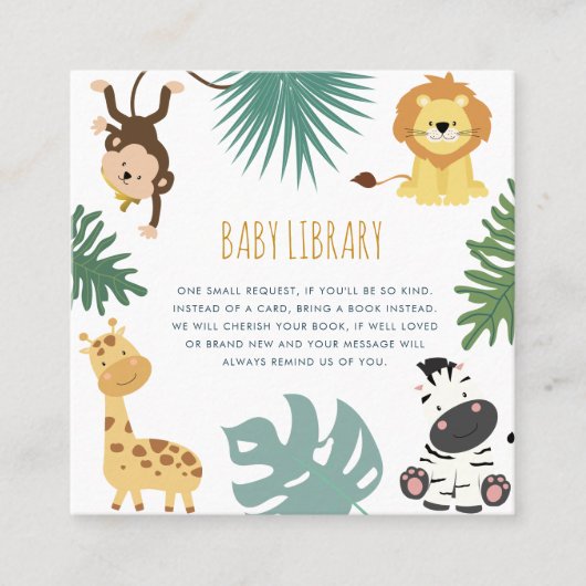 ワイルドサファリのベビー用の本 スクエア名刺 (正面)