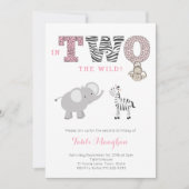 ワイルドサファリの二歳の誕生日パーティー 招待状 (正面)
