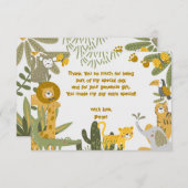 ワイルドサファリの子供の誕生日 サンキューカード (正面/裏面)