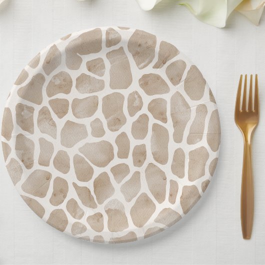 ワイルドサファリアニマルキリンプリント ペーパープレート