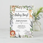 ワイルドサファリアニマルズベビーシャワー招待状 招待状 (スタンド正面)