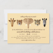 ワイルドサファリアニマルズボーイズ誕生日 招待状 (正面)