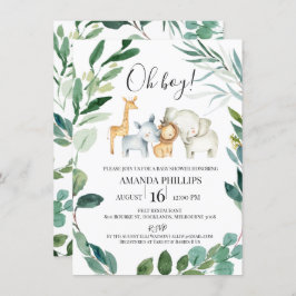 ワイルドサファリアニマルズリースベビーシャワー招待状 招待状