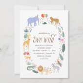 ワイルドサファリアニマルバースデーパーティーへの招待 招待状 (正面)
