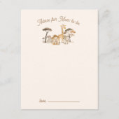 ワイルドサファリアニマルベビーシャワーアドバイスカード エンクロージャーカード (正面)