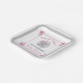 ワイルドサファリエレファントピンクのフローラベビーシャワー ペーパープレート (傾斜あり)