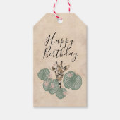 ワイルドサファリキリン動物の誕生日パーティー ギフトタグ (正面)