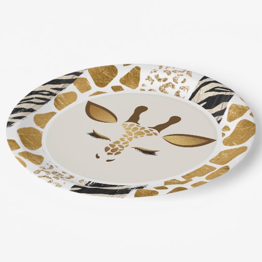 ワイルドサファリキリン誕生日パーティー ペーパープレート (アングル)