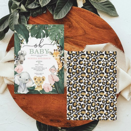 ワイルドサファリジャングルアニマルベビーシャワー招待状 招待状