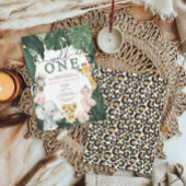 ワイルドサファリジャングルアニマル 1歳の誕生日招待状 招待状