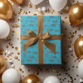 ワイルドサファリジャングルヒョウパターン(の模様が)あるブルー ラッピングペーパー