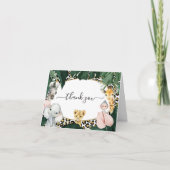 ワイルドサファリジャングル動物の誕生日お礼カード サンキューカード (正面)