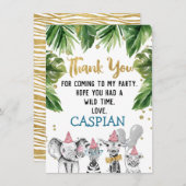 ワイルドサファリジャングル誕生日サンキューカード 招待状 (正面/裏面)