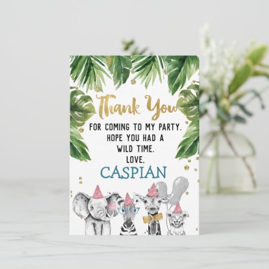 ワイルドサファリジャングル誕生日サンキューカード 招待状 (スタンド正面)