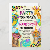 ワイルドサファリジャングル誕生日招待状 招待状 (正面/裏面)