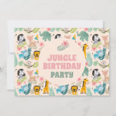 ワイルドサファリスタイルの動物ジャングルテーマで1歳の誕生日をお祝い 招待状 (裏面)