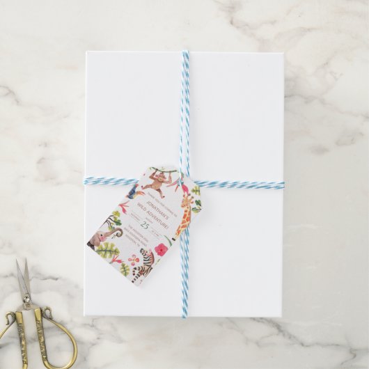 ワイルドサファリズー誕生日ギフトラベル ギフトタグ (より糸付き)