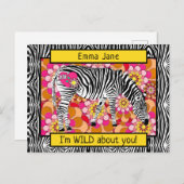 ワイルドサファリゼブラヒッパイバレンタインデー ポストカード (正面/裏面)