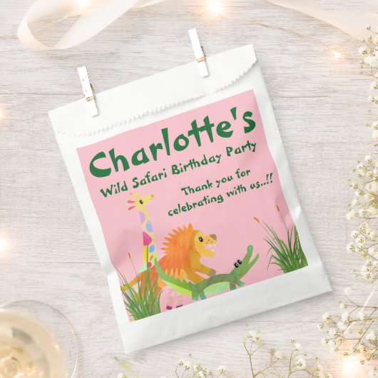 ワイルドサファリバースデーパーティー フェイバーバッグ (クリップ留めされた状態)