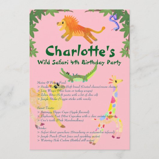 ワイルドサファリバースデーパーティー メニュー (正面)