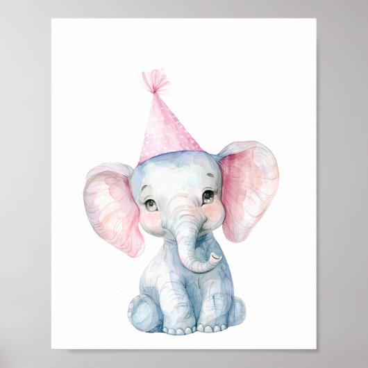 ワイルドサファリパーティーゾウ動物誕生日 ポスター (正面)