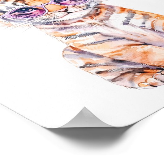 ワイルドサファリパーティータイガーアニマルズ誕生日 ポスター (角)