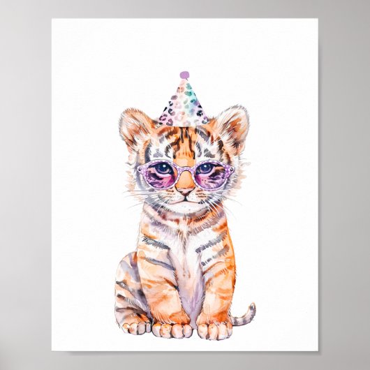 ワイルドサファリパーティータイガーアニマルズ誕生日 ポスター (正面)