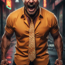 ワイルドサファリヒョウ印刷 ネクタイ