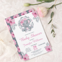ワイルドサファリピンクフローラゾウ赤ちゃんシャワー