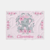 ワイルドサファリピンクフローラベビーエレファントベビー子供部屋 フリースブランケット (正面(横))
