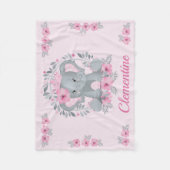 ワイルドサファリピンクフローラベビーエレファントベビー子供部屋 フリースブランケット (正面)